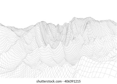 3D wireframe of contour swirl