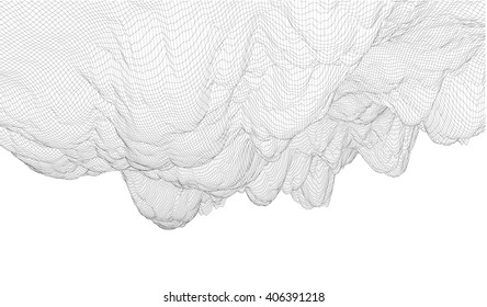 3D wireframe of contour swirl