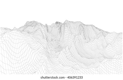 3D wireframe of contour swirl
