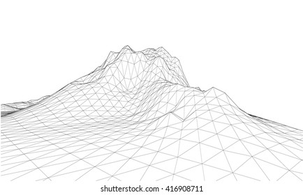 3D wireframe of contour swirl