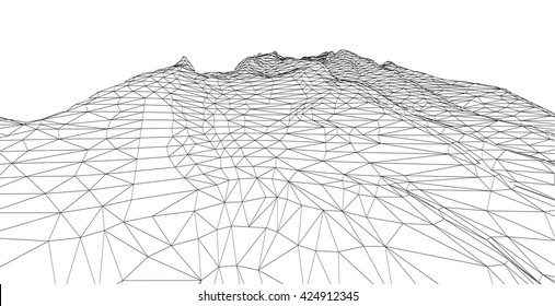 3D wireframe of contour swirl