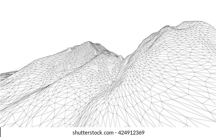 3D wireframe of contour swirl