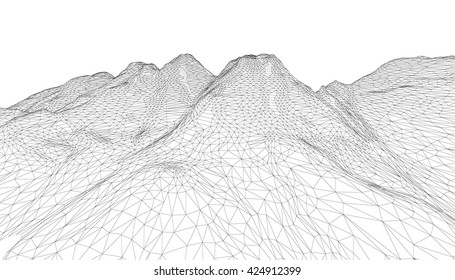 3D wireframe of contour swirl