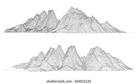3D wireframe of contour swirl