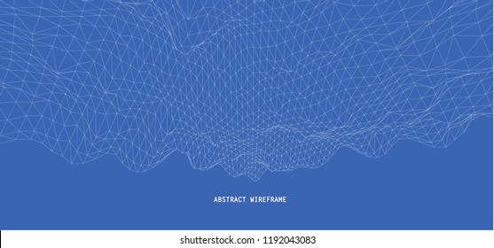 3D wireframe of contour swirl. Abstract wireframe background. vector
