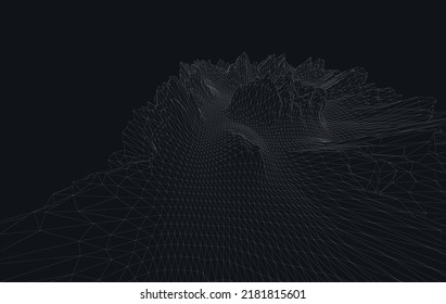 Giro de contorno en 3D. Fondo de trama abstracta. Ola blanca y negra.