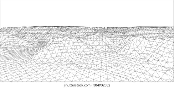 3D wireframe of contour swirl ,vector