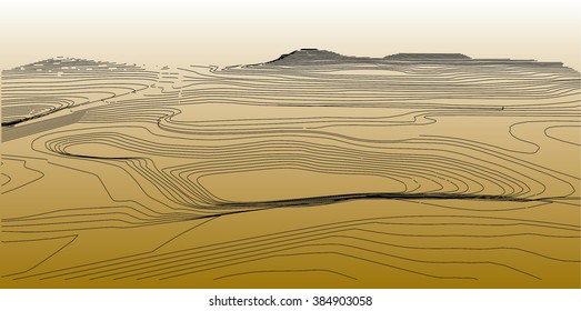 3D wireframe of contour swirl ,vector