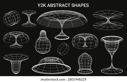 3D wireframe funnel-dome surface with smooth symmetrical curvature, abstract geometric illustration for mathematics, physics, and computer graphics visualization, y2k style