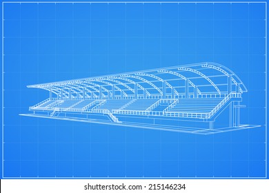 3D wireframe of grandstand - Vector illustration