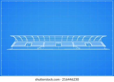 3D wireframe of grandstand - Vector illustration