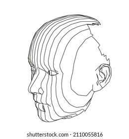 3D wireframe of a human head. Concept for Artificial intelligence and Neural Networks themes.