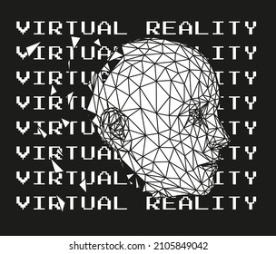 3D wireframe of a human head on dark background. Concept for Artificial intelligence and Neural Networks themes.