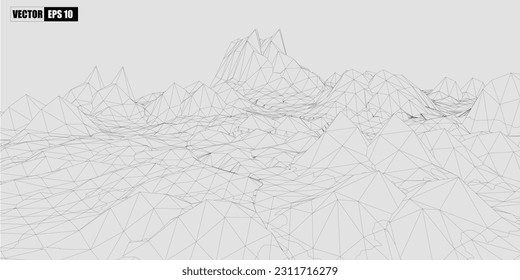 3.ª armazón de montaña   paisaje poligonal.Ilustración vectorial