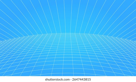 3d wireframe perspective grid room template design vector illustration background. Empty 3 dimension virtual room with perspective wireframe grid geometric sketch. Cyber virtual line interior frame.