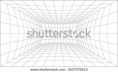 3d wireframe perspective grid room template design vector illustration background. Empty 3 dimension virtual room with perspective wireframe grid geometric sketch. Cyber virtual line interior frame.