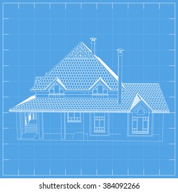 3d wireframe render of a house
