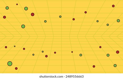 3D wireframe room mesh background Abstract perspective grid illustration.