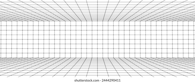 3d wireframe room. Perspective laser grid. A template for interior design in perspective