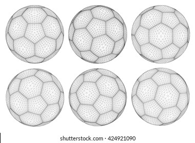 3d wireframe of soccer ball.