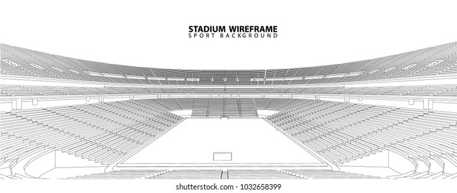 3D wireframe of stadium or sport arena. vector