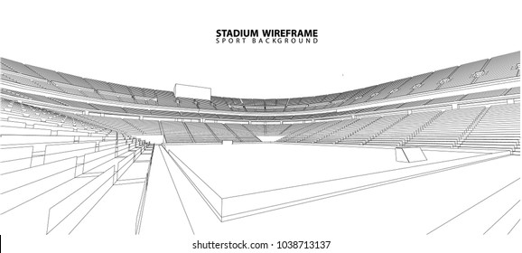 3D wireframe of stadium or sport arena. vector