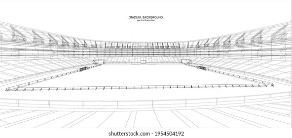 3D wireframe of stadium or sport arena. vector