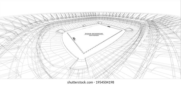 3D wireframe of stadium or sport arena. vector