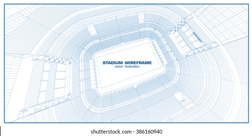 3D wireframe of stadium or sport arena. vector