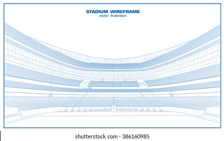 3D wireframe of stadium or sport arena. vector