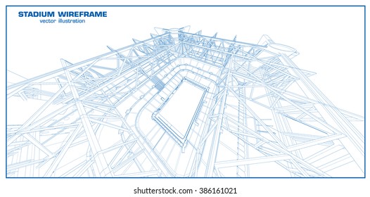 3D wireframe of stadium or sport arena. vector