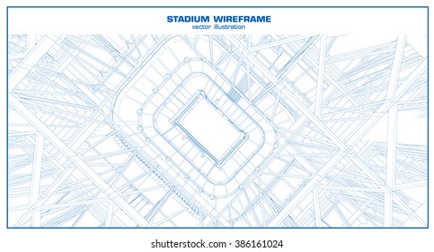 3D wireframe of stadium or sport arena. vector