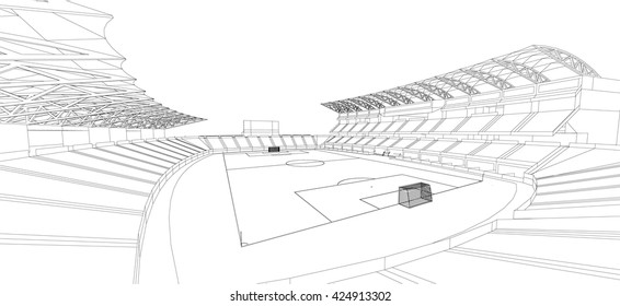 3D Wireframe Of Stadium Or Sport Arena. Vector