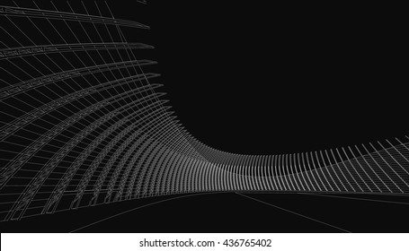 3D wireframe of stadium or sport arena. Vector Illustration