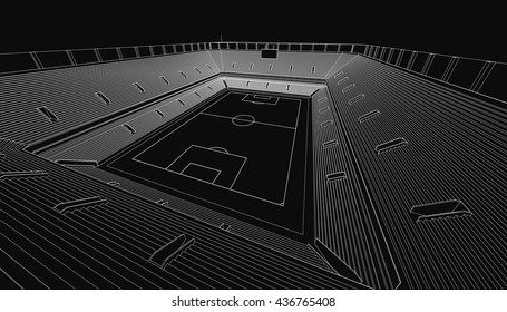 3D wireframe of stadium or sport arena. Vector Illustration