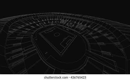 3D wireframe of stadium or sport arena. Vector Illustration