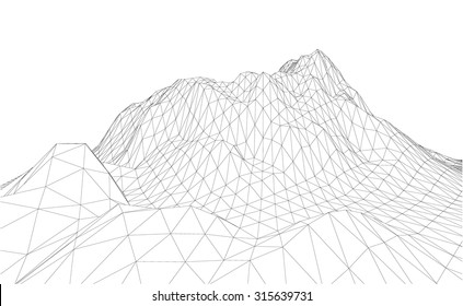 3D Wireframe Terrain, contour. EPS10 Vector 