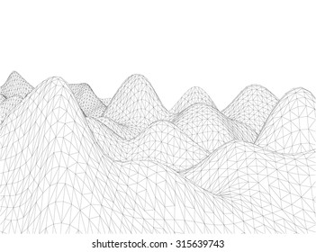 3D Wireframe Terrain, contour. EPS10 Vector 