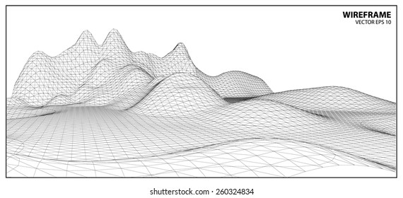 3D Wireframe Terrain. EPS10 Vector 