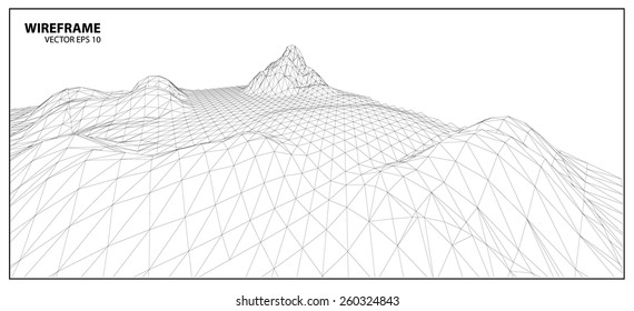 3D Wireframe Terrain. EPS10 Vector 