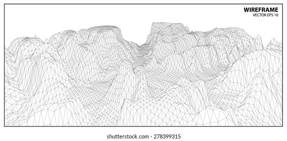 3D Wireframe Terrain. EPS10 Vector 