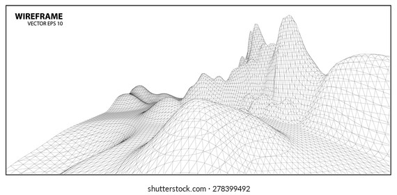 3D Wireframe Terrain. EPS10 Vector 