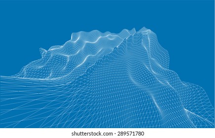 3D Wireframe Terrain. EPS10 Vector