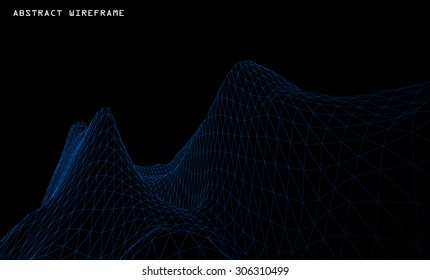 3D Wireframe Terrain. EPS10 Vector