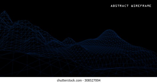 3D Wireframe Terrain. EPS10 Vector