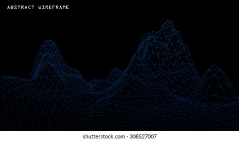 3D Wireframe Terrain. EPS10 Vector