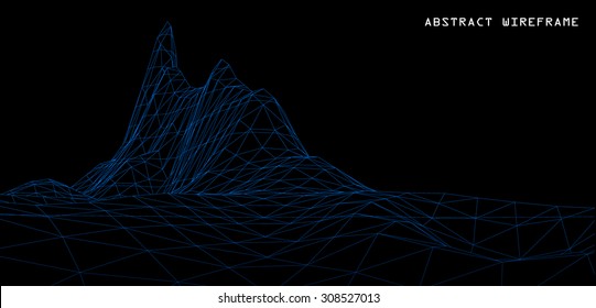 3D Wireframe Terrain. EPS10 Vector