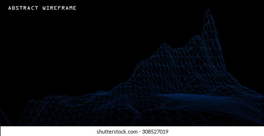 3D Wireframe Terrain. EPS10 Vector