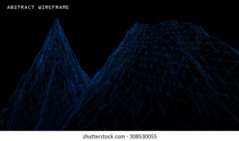 3D Wireframe Terrain. EPS10 Vector