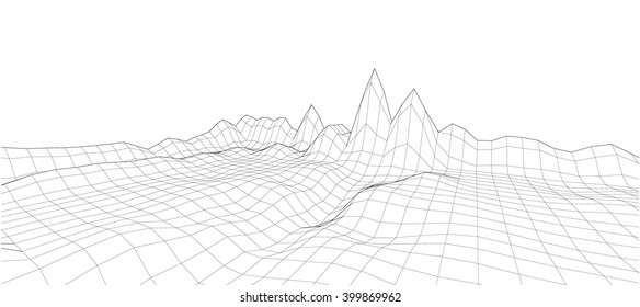 3D Wireframe Terrain. EPS10 Vector